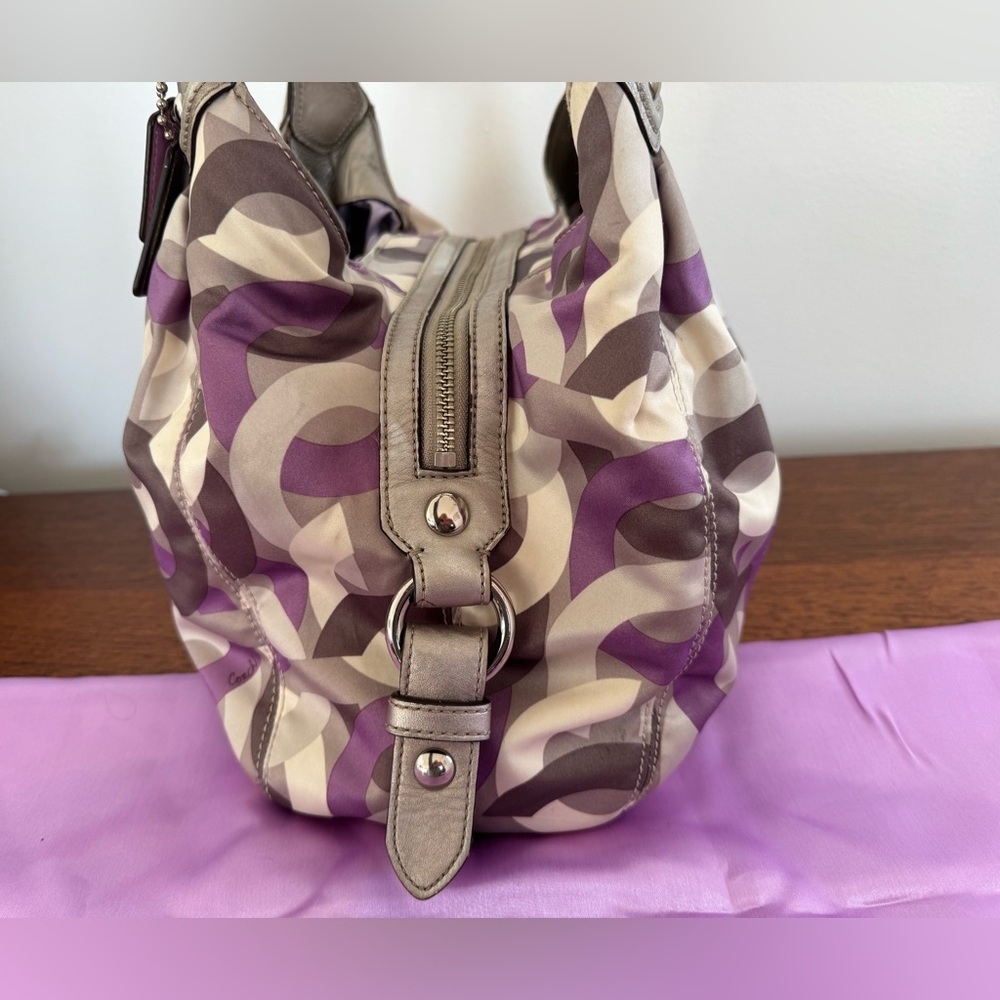 Coach Madison Maggie Hobo Bag - Purple and Gray Chainlink - EUC - Picture 8 of 14